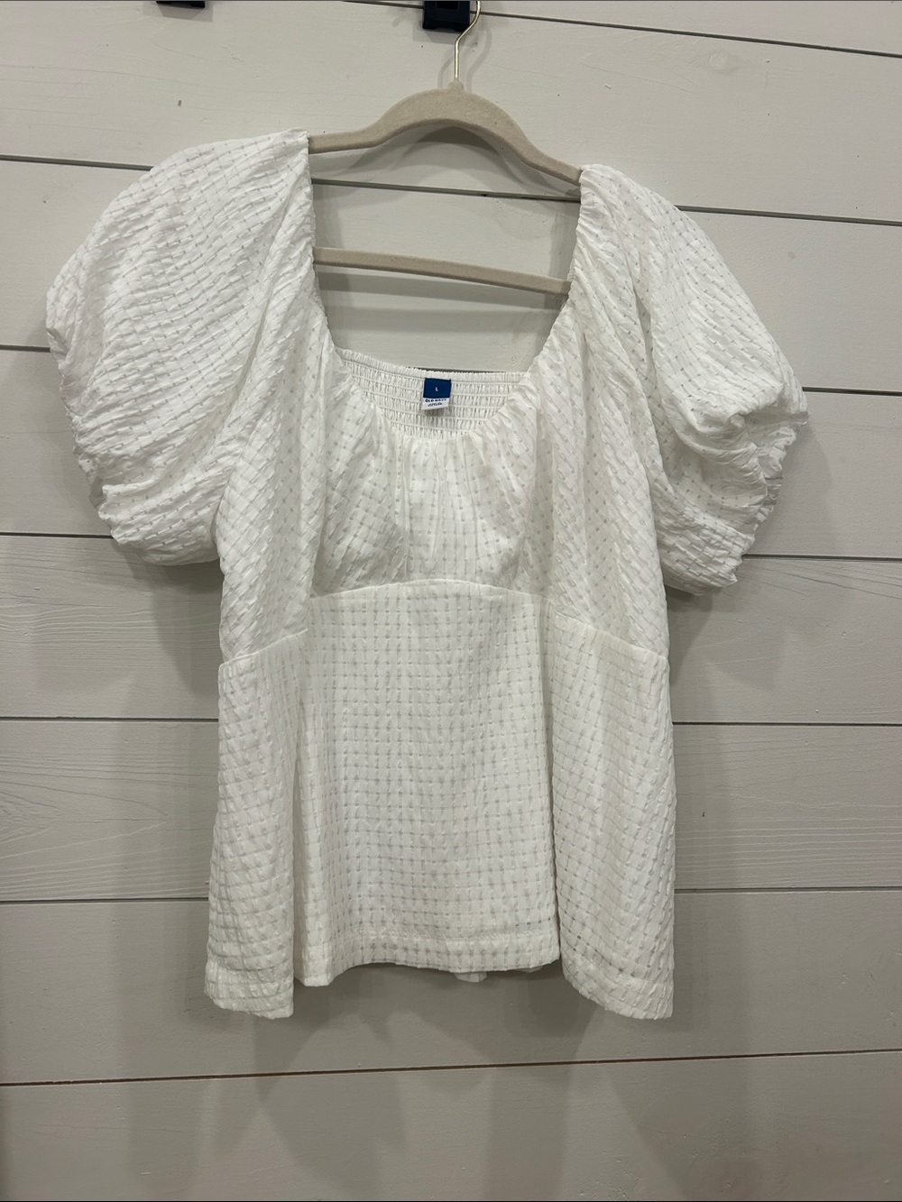 Old Navy White Puff-Sleeve Peasant Blouse